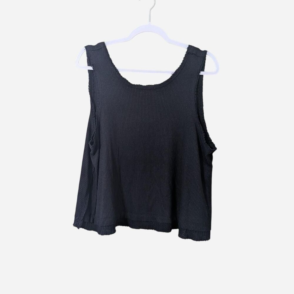 We The Free Black Ribbed Boxy Tank Top Free People Grunge Boho